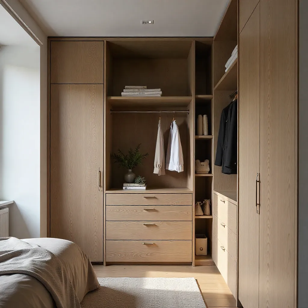 Attic room with slanted walls custom built-ins